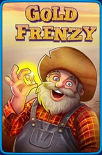 Copertina slot “Gold Frenzy” con cercatore d’oro sorridente e pepita