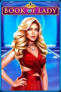 Slot Book of Lady con donna bionda elegante in abito rosso