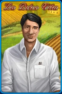 Slot La Dolce Vita con uomo in camicia bianca e paesaggio italiano