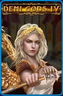 Slot Demi Gods IV con guerriera bionda in armatura dorata fantasy